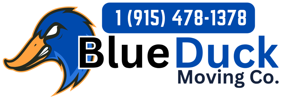 Blue Duck Moving Co. logo with phone number 1 (915) 478-1378